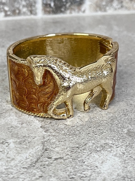 Jewelry - Quick List Cuff Bracelet with Horse Brown Inlay